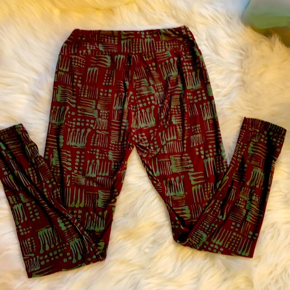 Lula roe teal and maroon leggings